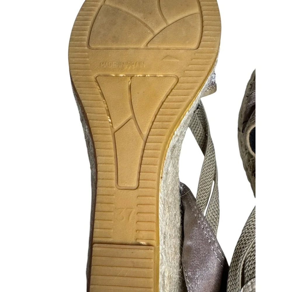 Vidorreta Metallic Bronze Espadrille Wedge Sandals Sz 37 NEW Slingback Spain